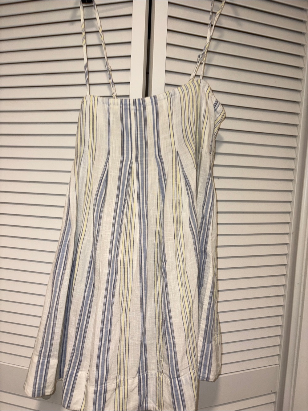 Striped Blue and Yellow Spaghetti Strap Sundress - Picture 2 of 6